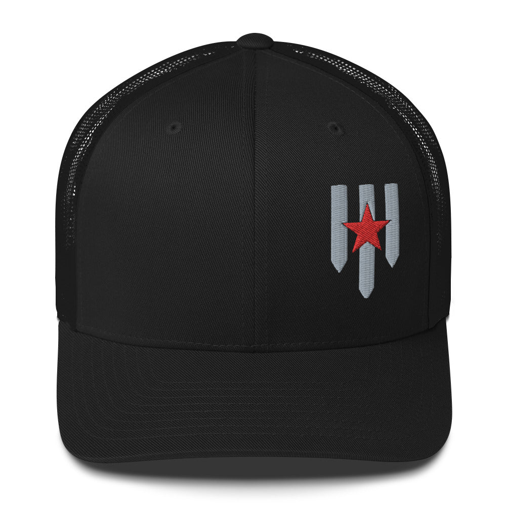 Six-panel trucker cap - Pillars of Valor Shield - Pillars of Valor