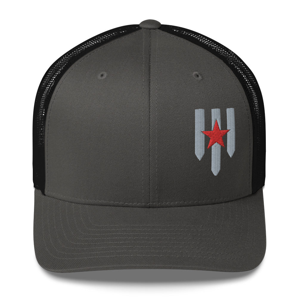 Six-panel trucker cap - Pillars of Valor Shield - Pillars of Valor