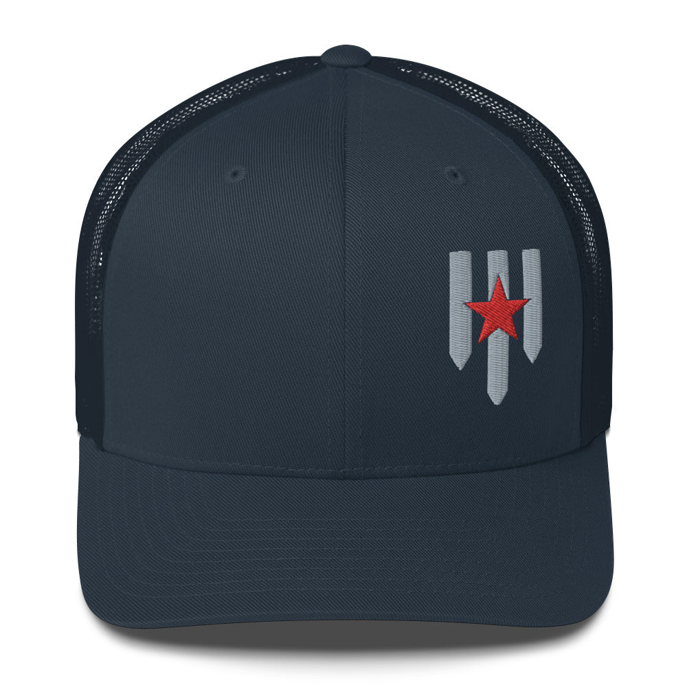 Six-panel trucker cap - Pillars of Valor Shield - Pillars of Valor