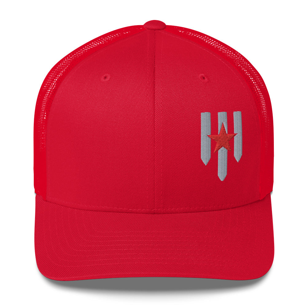 Six-panel trucker cap - Pillars of Valor Shield - Pillars of Valor